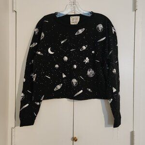 French Pastry Space Pattern cropped long sleeve size Med